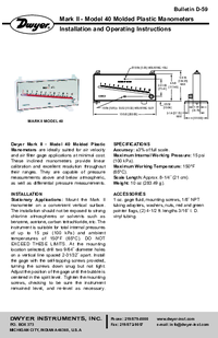 Thumbnail of document Manual - Mark II Molded Plastic Manometers